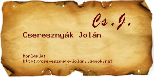 Cseresznyák Jolán névjegykártya